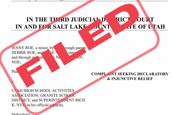 Photo of Roe v. Utah High School Activities Association (2022) legal action filed.