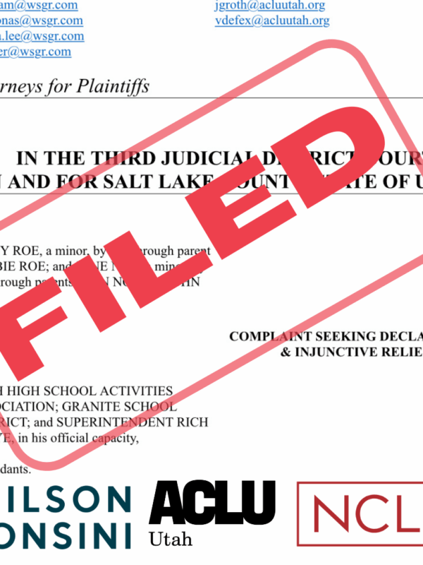 Photo of Roe v. Utah High School Activities Association (2022) legal action filed.