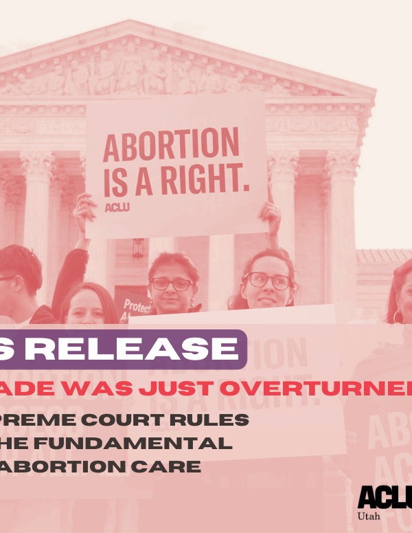 Graphic for press release on the overturning of roe v. wade.
