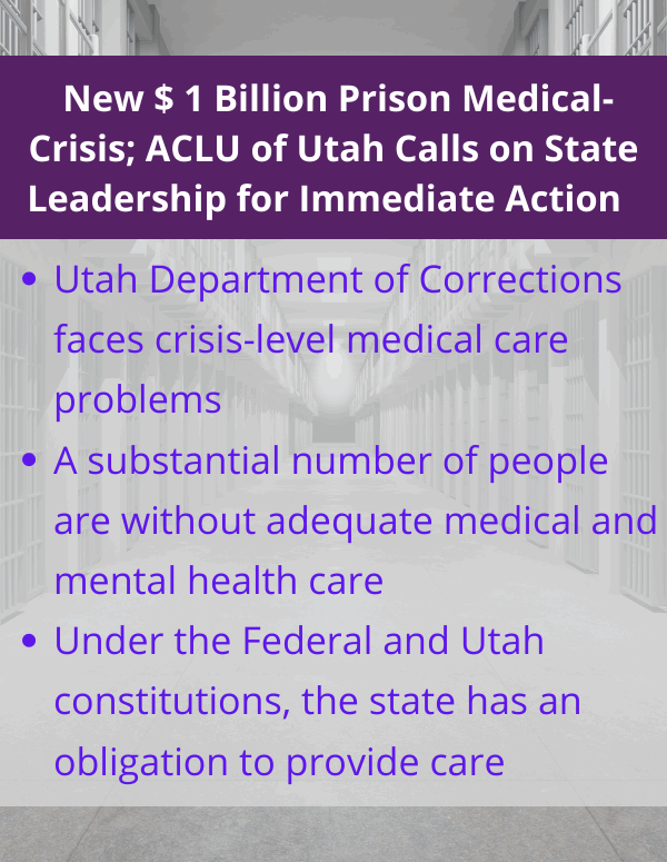 graphic with bullet points from the press release on new prison medical-crisis