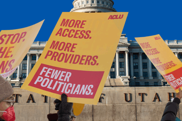 graphic for aclu of utah opposing restrictions on health care and abortions
