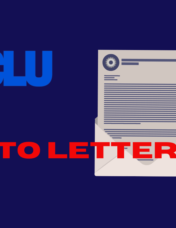 Graphic for ACLU of Utah with the words "veto letters" and a legal letter in the background.