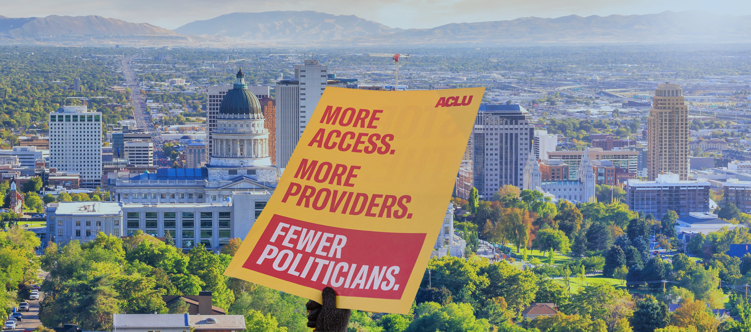 Abortion Care sign over Salt Lake City.