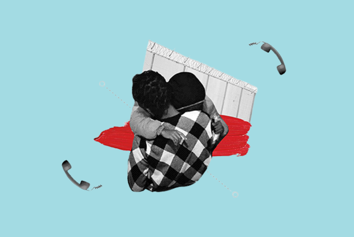 Graphic of a person carrying their child to saftey.