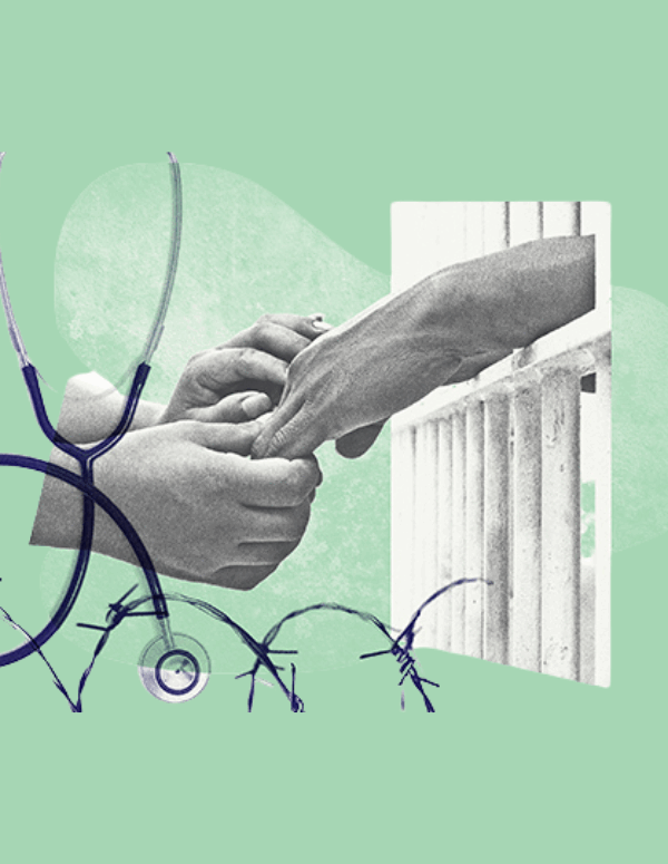 Graphic for ACLU of Utah Know Your Rights featuring a two hands reaching out with care to the other behind bars.