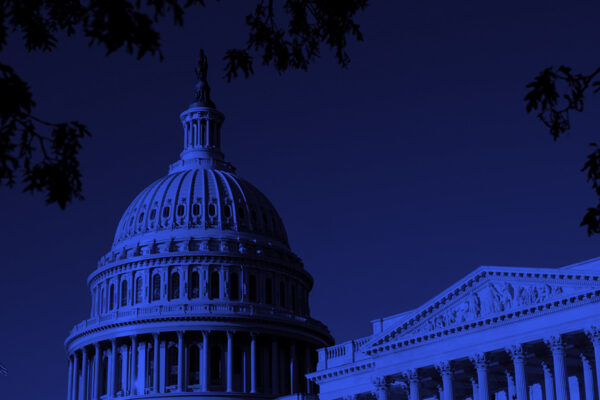 Capitol Building with blue overlay.