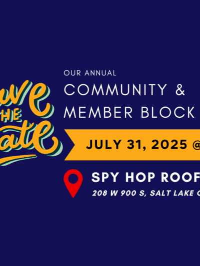 save the date for aclu of utah's community and member block party on July 31, 2025 in Utah.