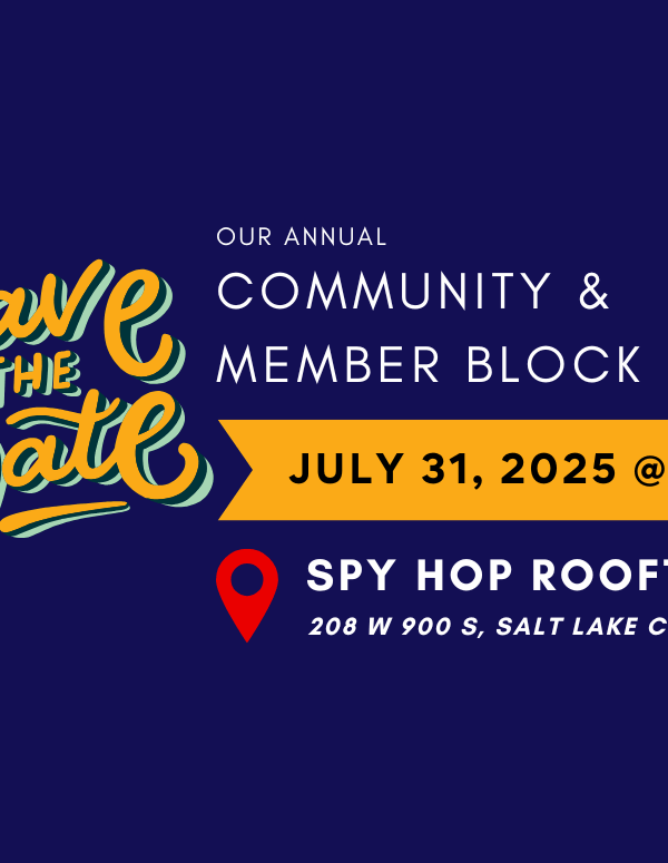 save the date for aclu of utah's community and member block party on July 31, 2025 in Utah.