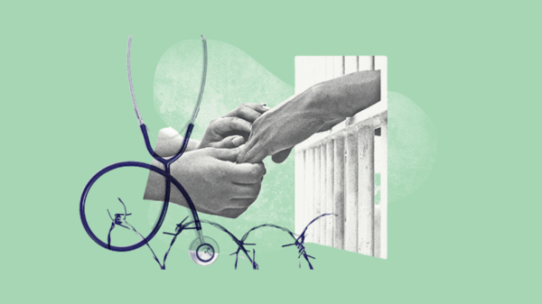 holding hands in a jail cell