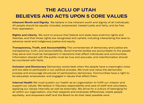 values for the aclu of utah.