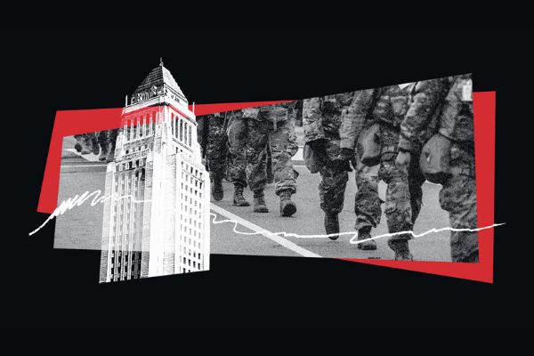 graphic depicting troops in our streets.