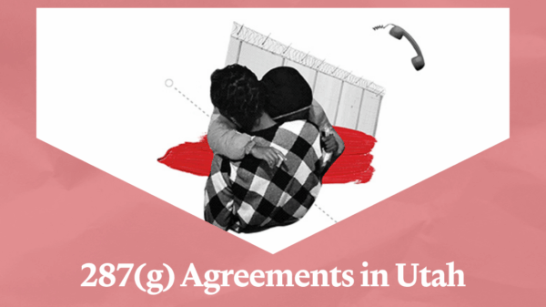 287(g) agreements in Utah graphic with a person with their child.