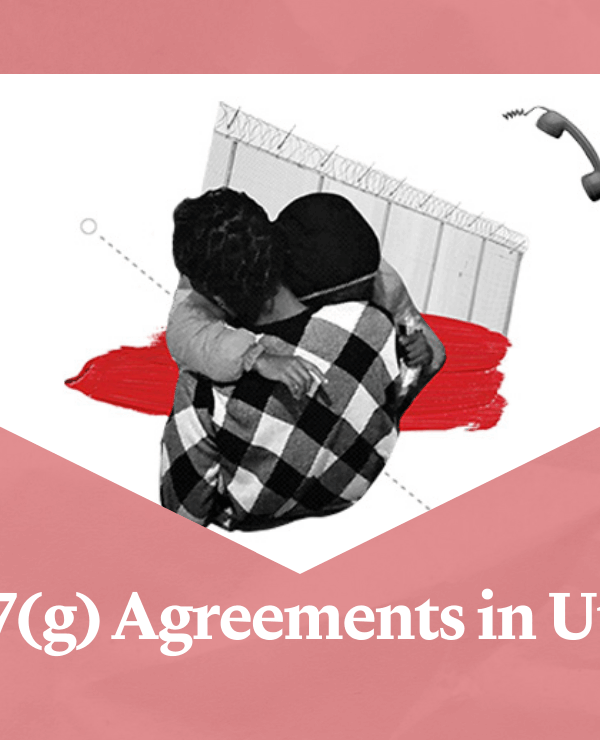287(g) agreements in Utah graphic with a person with their child.