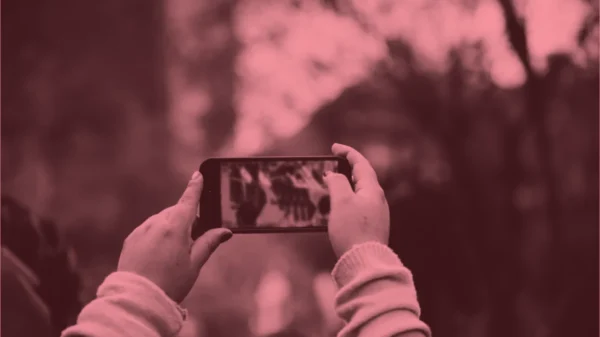 Hands holding a phone, taking a picture