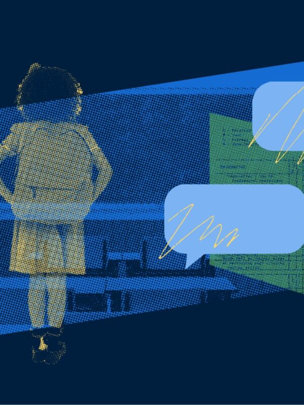 A young girl looking towards a classrom.