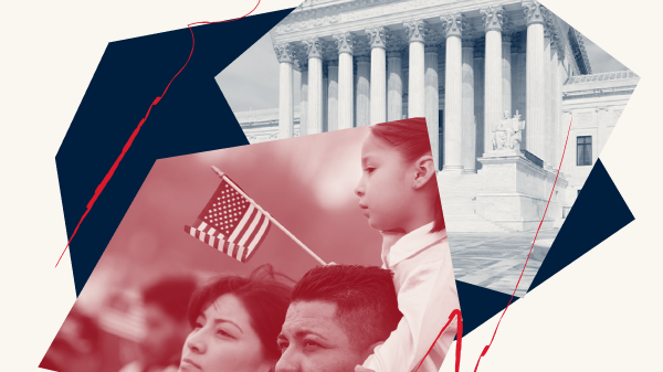 A child holding an American flag.