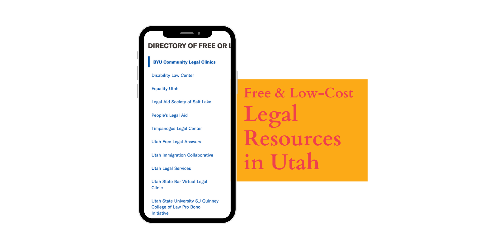 Graphic for aclu of utah showing their free or low cost legal resources in Utah.