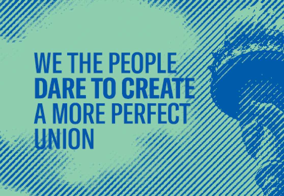Graphic for Aclu of Utah ur work page. "we the people dre to create a more perfect union".