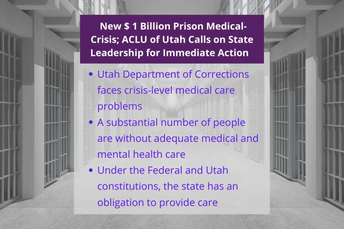 graphic with bullet points from the press release on new prison medical-crisis