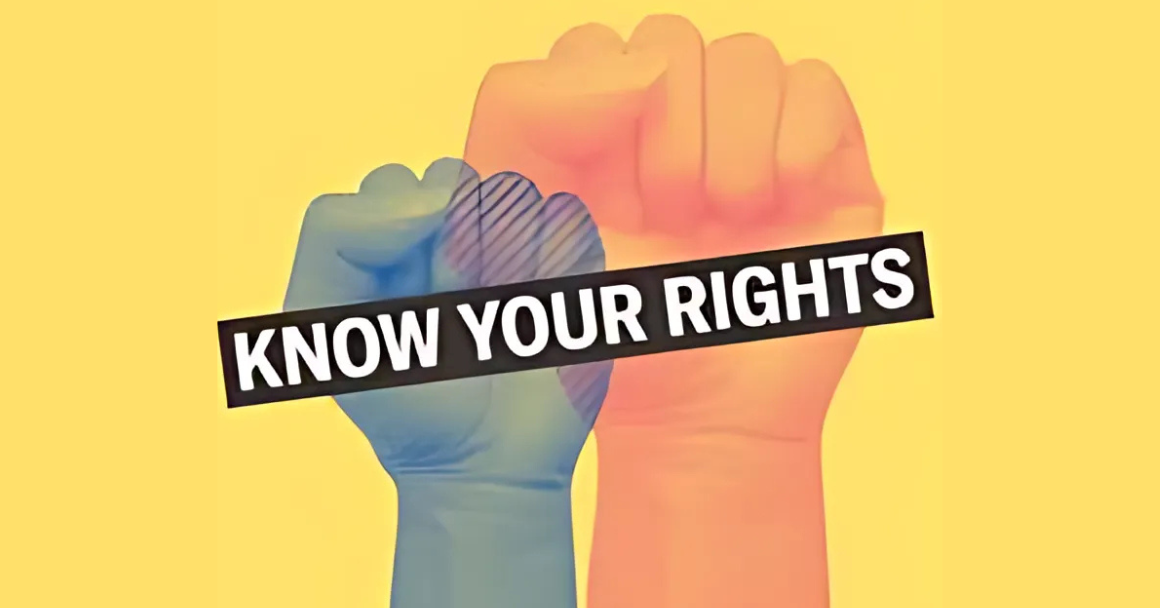 Graphic for aclu of utah know your rights materials with raised fists.