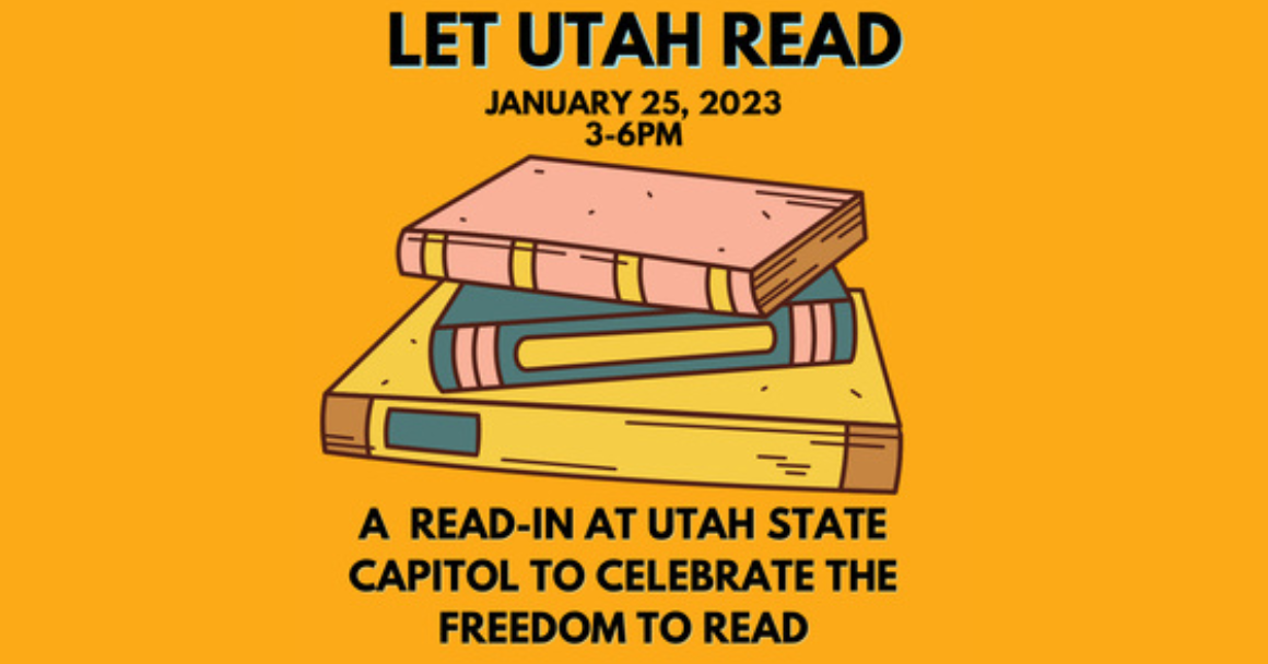 ACLU of Utah graphic for Let Utah Read coalition's Read-in.