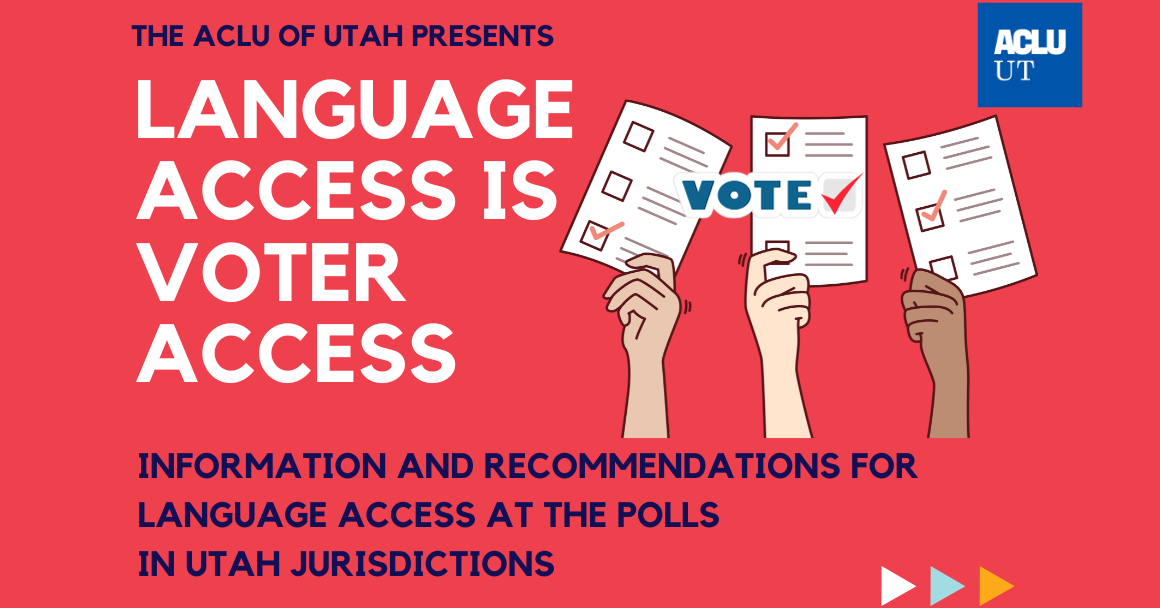 Feature image graphic for Language Access is Voter Access campaign at the aclu of utah.
