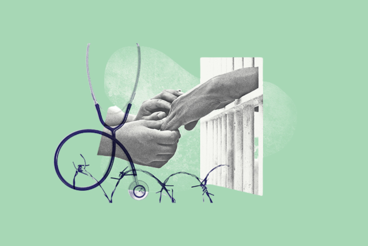 Graphic for ACLU of Utah Know Your Rights featuring a two hands reaching out with care to the other behind bars.
