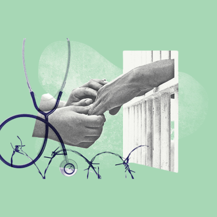 Graphic for ACLU of Utah Know Your Rights featuring a two hands reaching out with care to the other behind bars.