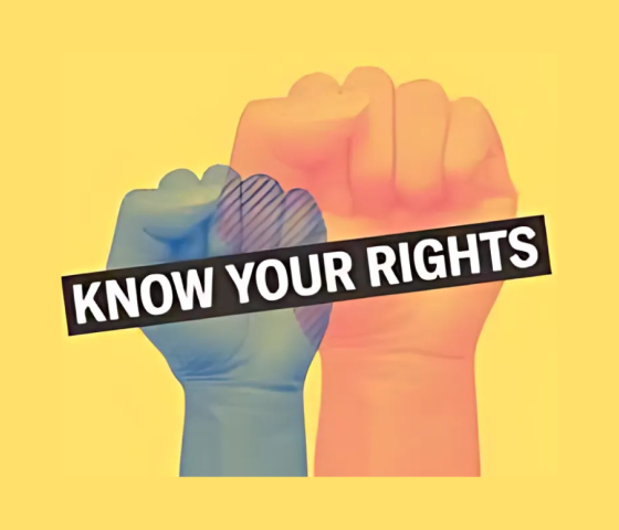 Graphic for aclu of utah know your rights materials with raised fists.