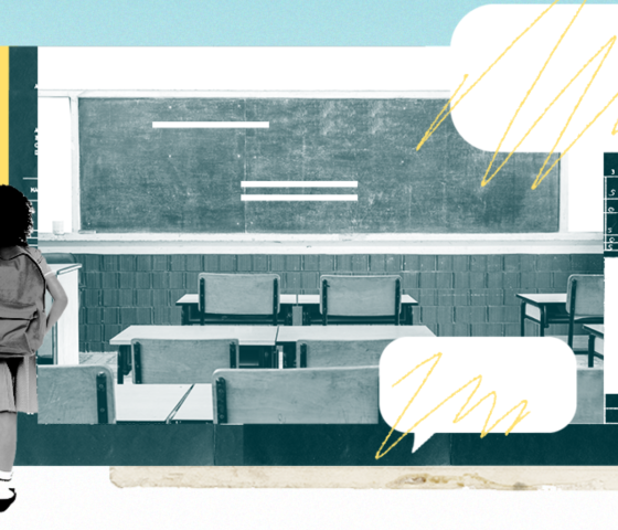 Graphic for ACLU of Utah protect against classroom censorship depicting a girl looking into a classroom.