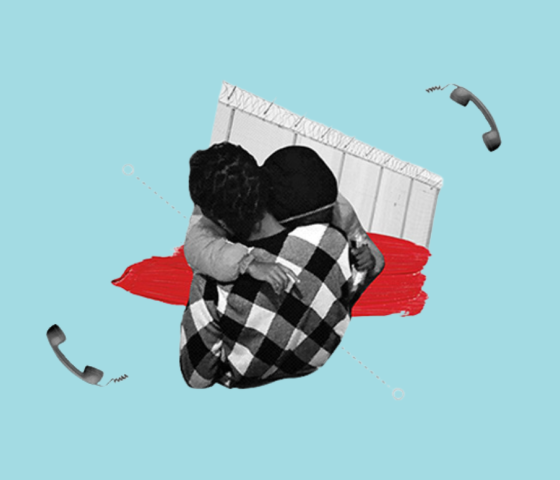 Graphic of a person carrying their child to saftey.