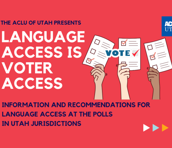 Feature image graphic for Language Access is Voter Access campaign at the aclu of utah.